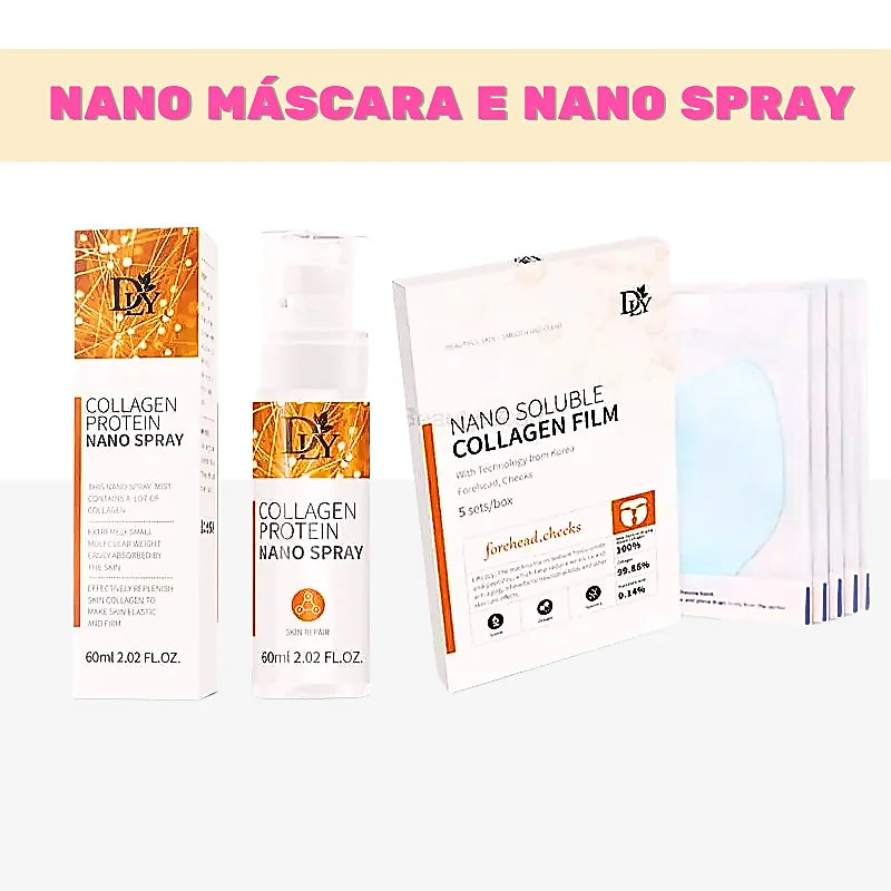 Kit Nano Solúvel | Máscara hidratante antirrugas e Spray de colágeno