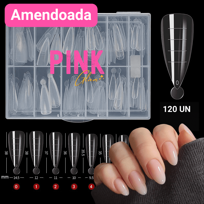 Molde Pink Profissional | Para unhas em Polygel, Gel e Porcelana (Cx Com 120 Unids reutilizáveis)