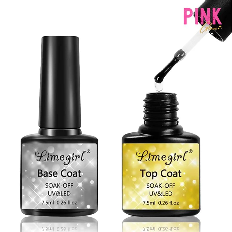 Kit Base Coat + Top Coat | Brilho intenso e Duração do Polygel por até 4 semanas