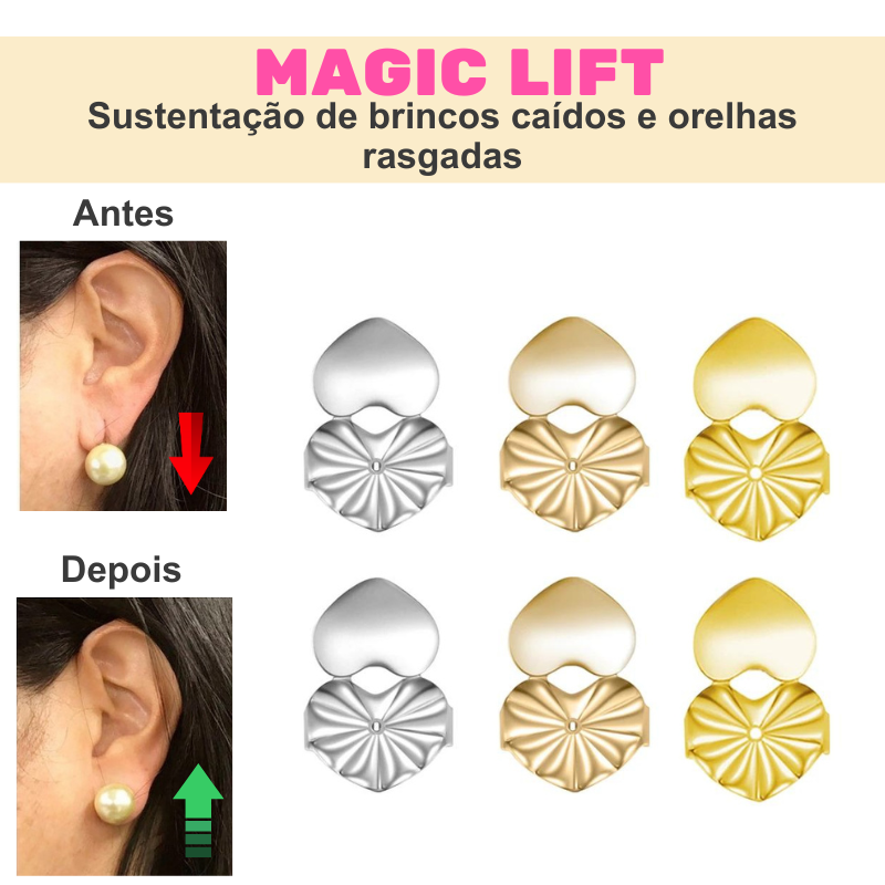 Magic Lift | Sustentação de brincos caídos e orelhas rasgadas | Pague 2 e Leve 4 pares