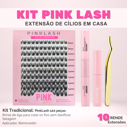 Pink Lash + E-BOOK GRÁTIS | Kit COMPLETO para Extensão de cílios em casa