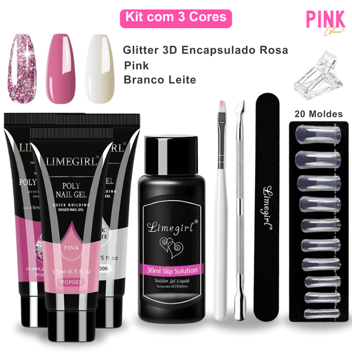 Kit Pink Nail's™ Com 3 Cores + E-BOOK GRÁTIS (Passo a passo para usar seu Pink Nail's)