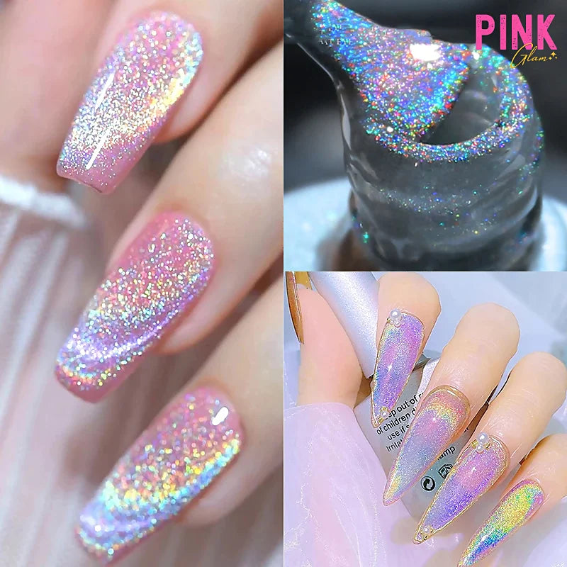 Pink Magic Rainbow | Esmalte Gel Magnético Holográfico 3 em 1